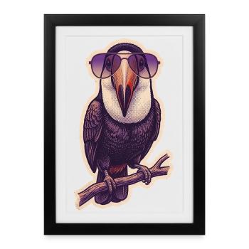 Crazy Toucan with Sunglasses - Framed poster (27 × 37 cm) - black - Front