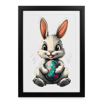 Un lapin de Pâques un lapin mignon - Affiche encadrée (27 × 37 cm) - noir - Devant