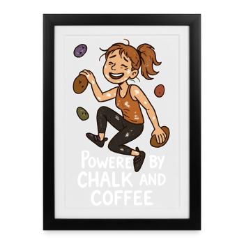 Bloc, craie et café : Humor Grimpeur fatigué - Affiche encadrée (27 × 37 cm) - noir - Devant
