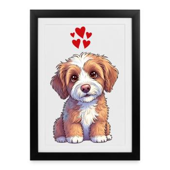 Tirage de dessins animés de Cœurs de chiot - Affiche encadrée (27 × 37 cm) - noir - Devant
