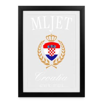 Mljet Croatia Coat of Arms Crown – Travel Souvenir - Framed poster (27 × 37 cm) - black - Front