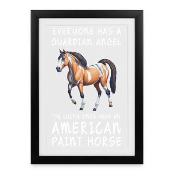 Les chanceux ont un cheval American Paint - Affiche encadrée (27 × 37 cm) - noir - Devant