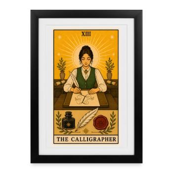 Calligrapher | Scripture Art Tarot - Framed poster (27 × 37 cm) - black - Front