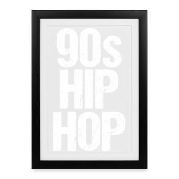 Graphique en grille audacieuse hip-hop des années 90 - Affiche encadrée (27 × 37 cm) - noir - Devant