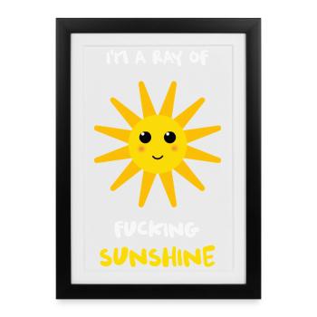 Illustration du soleil audacieux Rayon de soleil - Affiche encadrée (27 × 37 cm) - noir - Devant