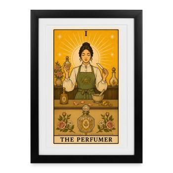 Parfumeur | Fragrances Essences Tarot - Affiche encadrée (27 × 37 cm) - noir - Devant