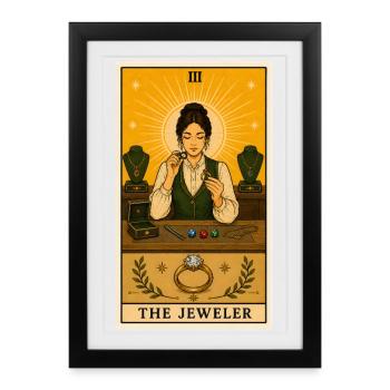 Joaillier | Bijoux Pierres précieuses Tarot - Affiche encadrée (27 × 37 cm) - noir - Devant