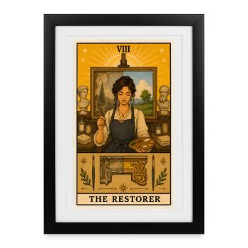Restaurateur | Restauration d’art Tarot - Affiche encadrée (27 × 37 cm) - noir - Devant