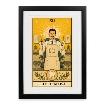 Dentiste | Dentisterie Soins dentaires Tarot - Affiche encadrée (27 × 37 cm) - noir - Devant