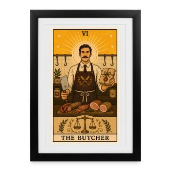 Butcher | Butchery Craft Tarot - Framed poster (27 × 37 cm) - black - Front