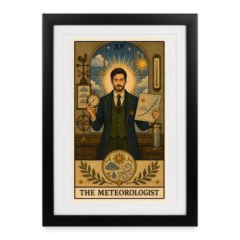 Météorologue | Tarot météo - Affiche encadrée (27 × 37 cm) - noir - Devant
