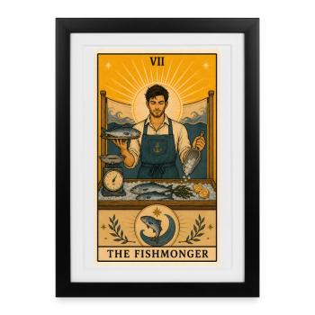 Poissonnier | Tarot au marché aux poissons - Affiche encadrée (27 × 37 cm) - noir - Devant