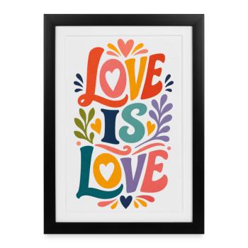 Parade CSD avec motif vintage de fierté des années 70 Love Is Love Is Love - Affiche encadrée (27 × 37 cm) - noir - Devant