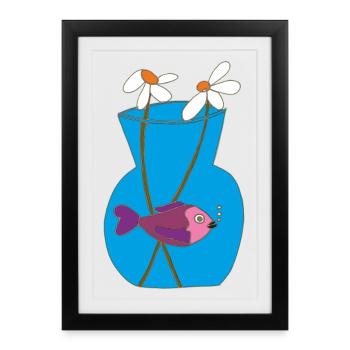 fisch im glas 3 - Gerahmtes Poster (27 × 37 cm) - Schwarz - Vorne