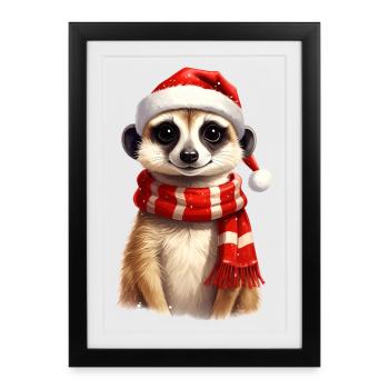Suricates pour Noël - Affiche encadrée (27 × 37 cm) - noir - Devant