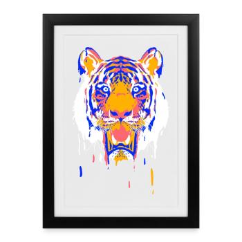 Tigre de peinture - Affiche encadrée (27 × 37 cm) - noir - Devant