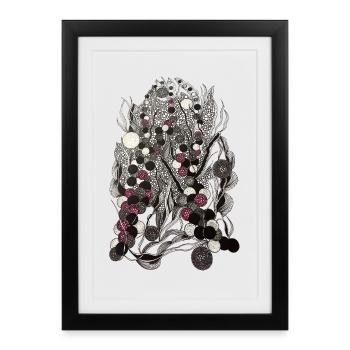 Tissus botaniques à points monochromes - Affiche encadrée (27 × 37 cm) - noir - Devant
