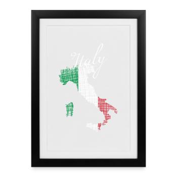 Italienische Silhouette mit Script - Gerahmtes Poster (27 × 37 cm) - Schwarz - Vorne