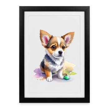 chien mignon - Affiche encadrée (27 × 37 cm) - noir - Devant