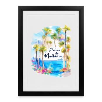 Palma de Majorque - Affiche encadrée (27 × 37 cm) - noir - Devant