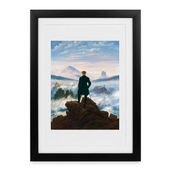 Vagabond au-dessus de la mer de brouillard Caspar David Friedrich - Affiche encadrée (27 × 37 cm) - noir - Devant