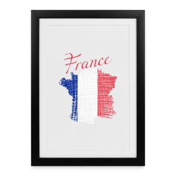 Silhouette tricolore française - Affiche encadrée (27 × 37 cm) - noir - Devant