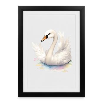 Swan - Framed poster (27 × 37 cm) - black - Front