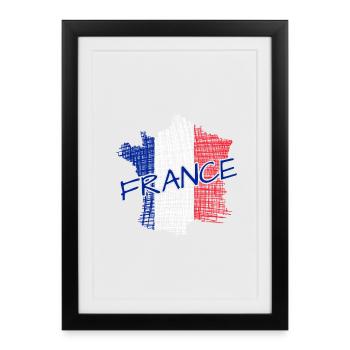 French Tricolor Hand Drawing - Framed poster (27 × 37 cm) - black - Front
