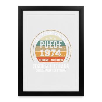Cadeau Anniversaire Mai 1974, Né en mai 1974 - Affiche encadrée (27 × 37 cm) - noir - Devant