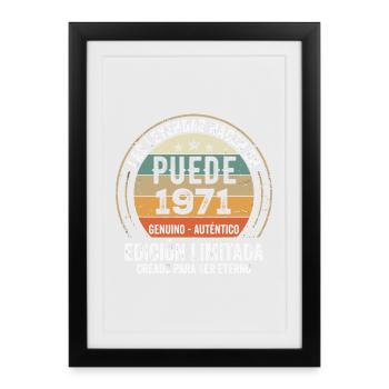 Cadeau Anniversaire Mai 1971, Né en mai 1971 - Affiche encadrée (27 × 37 cm) - noir - Devant