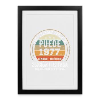 Cadeau Anniversaire Mai 1977, Né en mai 1977 - Affiche encadrée (27 × 37 cm) - noir - Devant