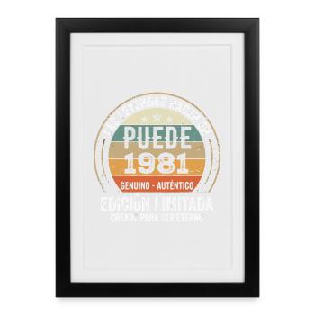 Cadeau Anniversaire Mai 1981, Né en mai 1981 - Affiche encadrée (27 × 37 cm) - noir - Devant