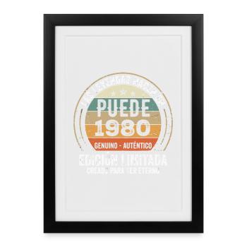 Cadeau Anniversaire Mai 1980, Né en mai 1980 - Affiche encadrée (27 × 37 cm) - noir - Devant