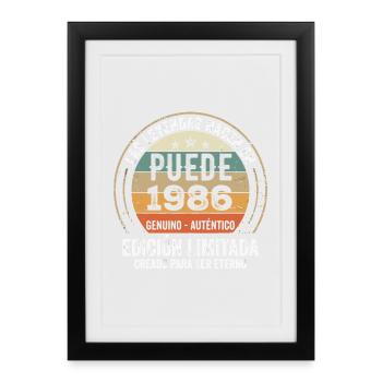 Cadeau Anniversaire Mai 1986, Né en mai 1986 - Affiche encadrée (27 × 37 cm) - noir - Devant
