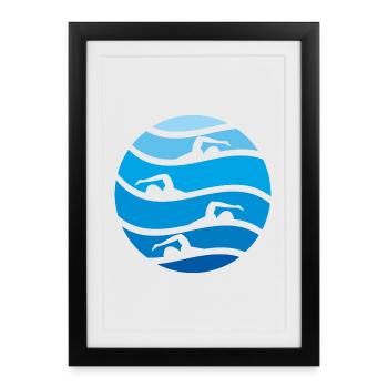 6061912 127730250 natation - Affiche encadrée (27 × 37 cm) - noir - Devant