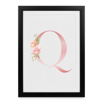 Pastel Q Floral Monogram - Framed poster (27 × 37 cm) - black - Front