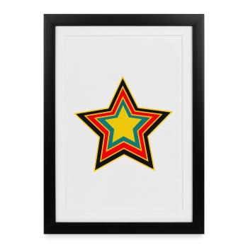 CHRISTMAS. MERRY CHRISTMAS. FIR. HAPPY NEW YEAR. STAR - Framed poster (27 × 37 cm) - black - Front