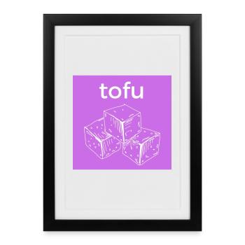 Tofu cube sketch on purple background - Framed poster (27 × 37 cm) - black - Front