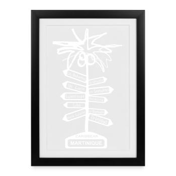 PALMIERS ET PANNEAUX LA MARTINIQUE - Affiche encadrée (27 × 37 cm) - noir - Devant