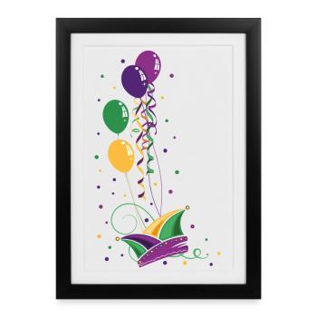 Carnival Mardi Gras Fool Cap Balloons - Framed poster (27 × 37 cm) - black - Front