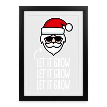 Laissez-le grandir Noël Père Noël barbe hipster - Affiche encadrée (27 × 37 cm) - noir - Devant