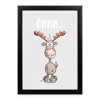 Öhmm Elch - Gerahmtes Poster (27 × 37 cm) - Schwarz - Vorne