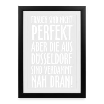 Frauen aus Düsseldorf (Weiß) - Gerahmtes Poster (27 × 37 cm) - Schwarz - Vorne