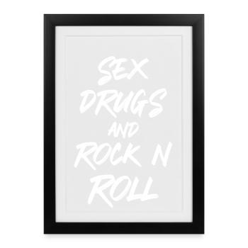 Brushstroke Rock Culture Quote - Framed poster (27 × 37 cm) - black - Front