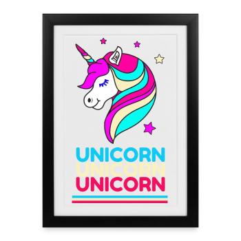 Licorne Licorne Licorne - Affiche encadrée (27 × 37 cm) - noir - Devant
