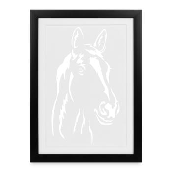 Tête de cheval « Black Edition » - Affiche encadrée (27 × 37 cm) - noir - Devant