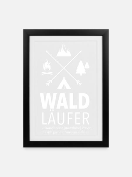 Waldläufer männlich - Gerahmtes Poster (27 × 37 cm) - Schwarz