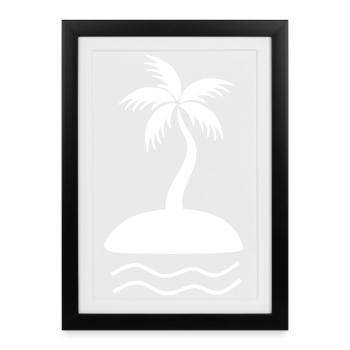 Palmier Blanc Vacances T-shirt d’été - Affiche encadrée (27 × 37 cm) - noir - Devant