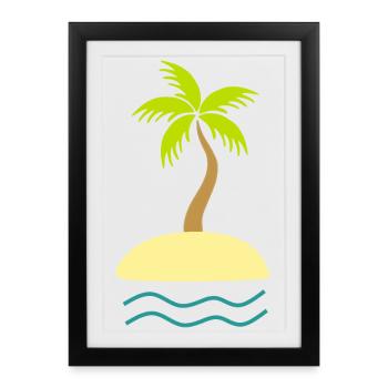 Palm Island Beach Holiday Sea Summer Holiday - Affiche encadrée (27 × 37 cm) - noir - Devant