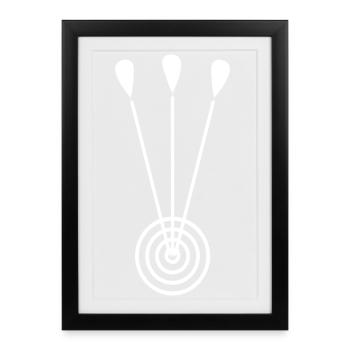 Motif avec fléchettes et fléchettes Attention fléchettes - Affiche encadrée (27 × 37 cm) - noir - Devant